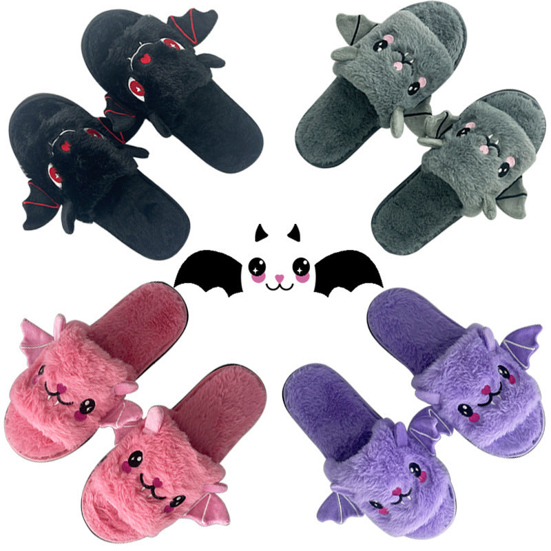 Bat Design Plush Slippers