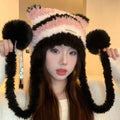 Winter Plush Striped Knitted Hat