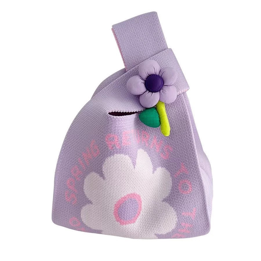 Floral Knitted Tote Bag