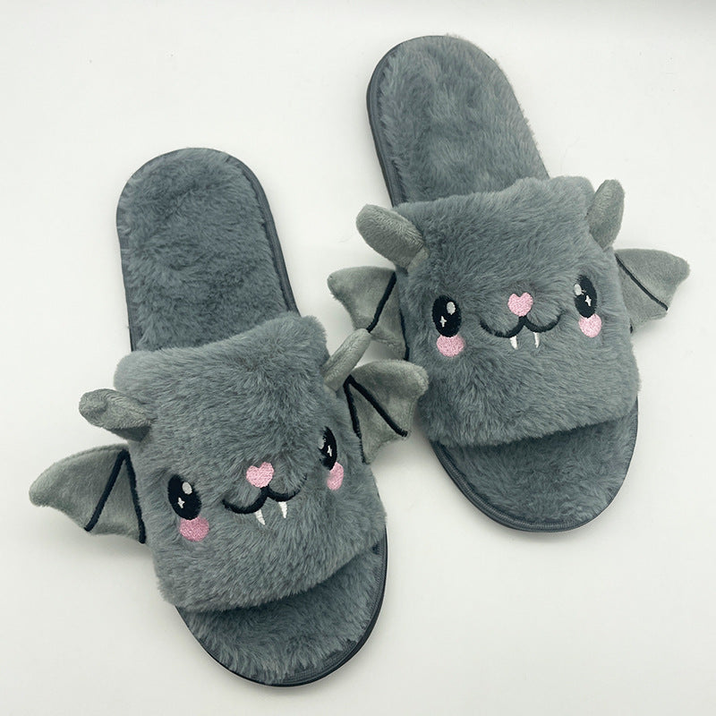 Bat Design Plush Slippers