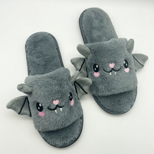 Bat Design Plush Slippers